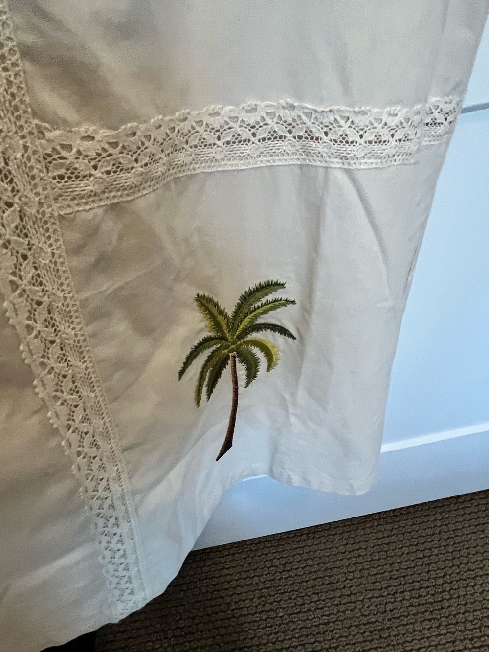 NWT cream color embroidered cotton tropical lace resort beachy summer dress Sz M - Picture 6 of 15